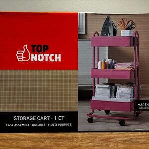 Top Notch Magenta 3-Tier Rolling Storage Cart